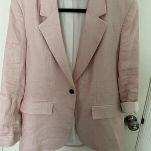 Zara Blush Pink Linen Suit Jacket